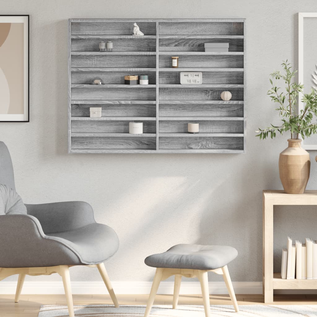 vidaXL Dulap cu vitrină, sonoma gri, 100x8,5x75 cm, lemn prelucrat