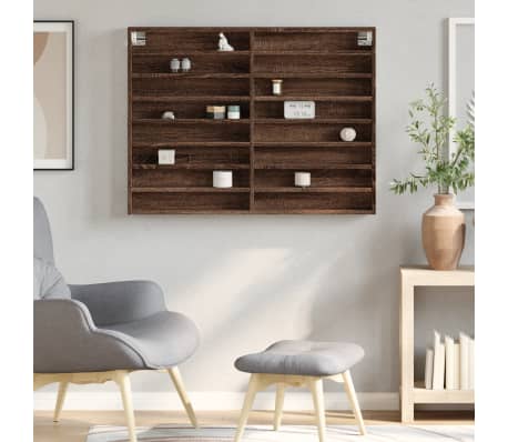 vidaXL Dulap cu vitrină, stejar maro, 100x8,5x75 cm, lemn prelucrat