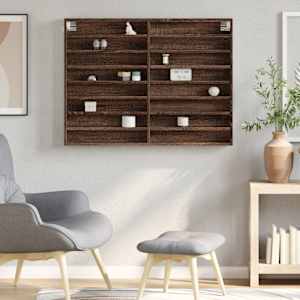 vidaXL Dulap cu vitrină, stejar maro, 100x8,5x75 cm, lemn prelucrat