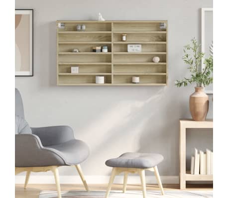 vidaXL Vitrinekast 100x8,5x58 cm bewerkt hout sonoma eikenkleurig