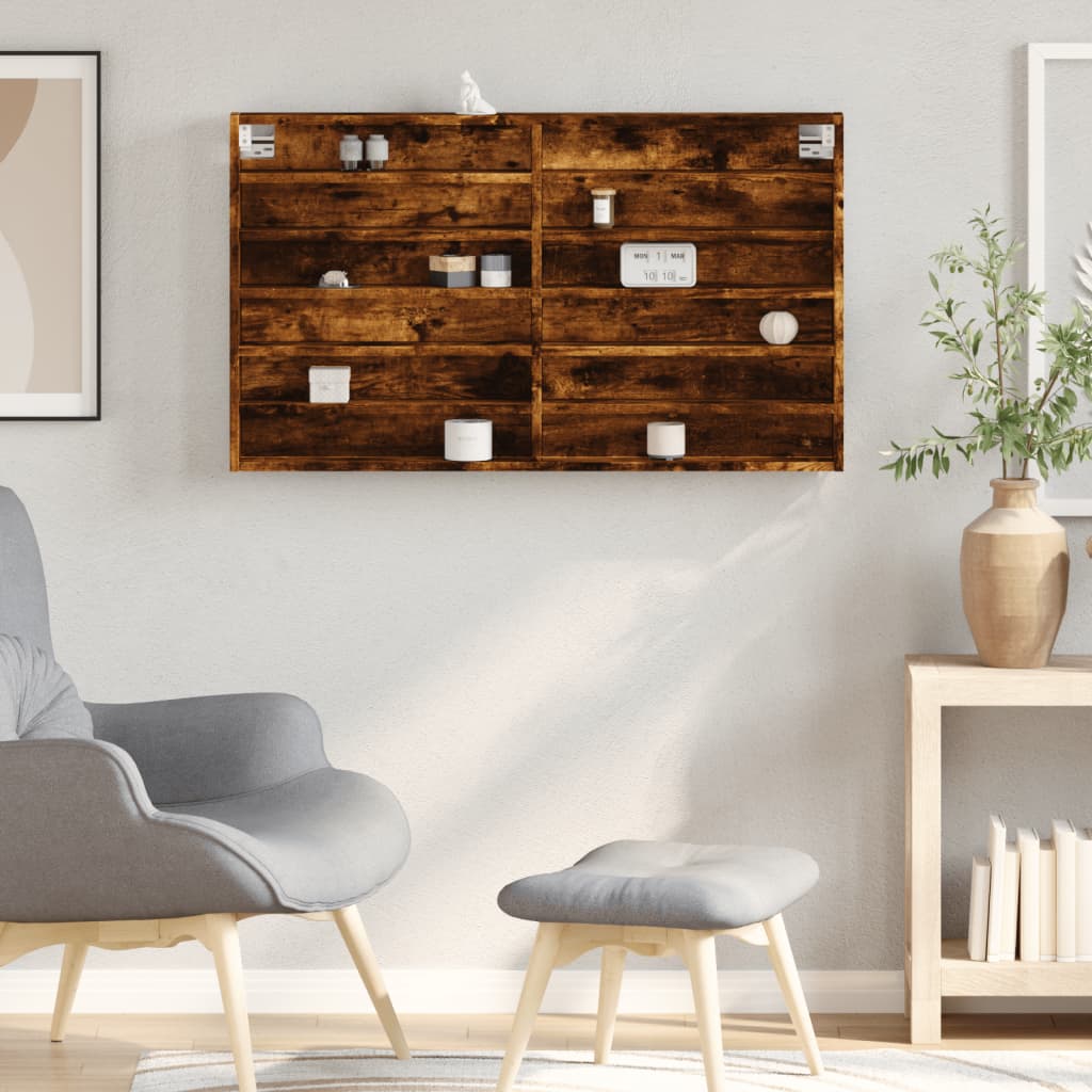 vidaXL Dulap cu vitrină, stejar fumuriu, 100x8,5x58 cm, lemn prelucrat