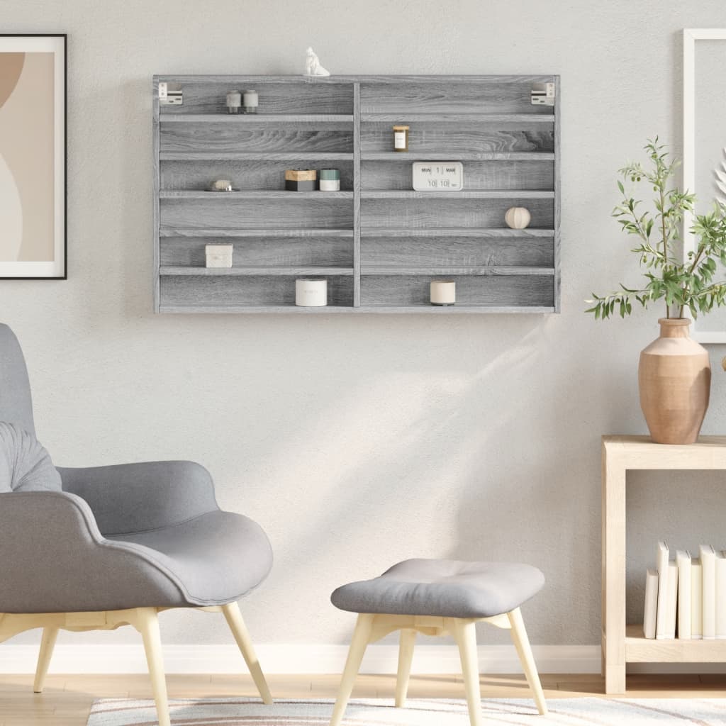 Thumbnail - vidaXL Vitrinenschrank Grau Sonoma 100x8,5x58 cm Holzwerkstoff
