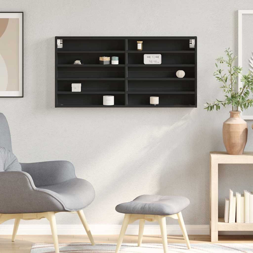 vidaXL Vitrinekast 100x8,5x50 cm bewerkt hout zwart afbeelding