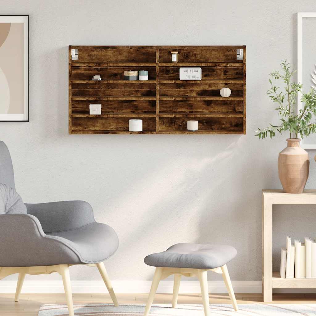 vidaXL Dulap cu vitrină, stejar fumuriu, 100x8,5x50 cm, lemn prelucrat