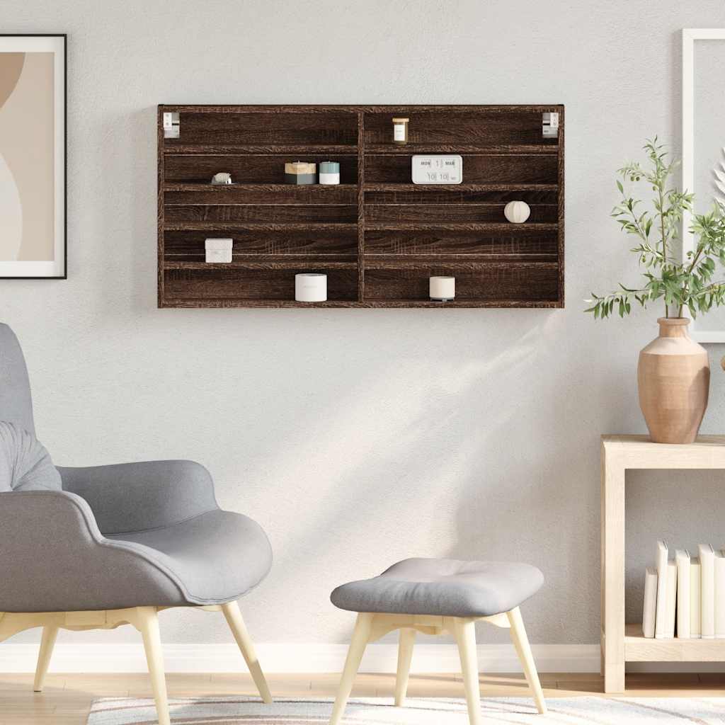 vidaXL Dulap cu vitrină, stejar maro, 100x8,5x50 cm, lemn prelucrat
