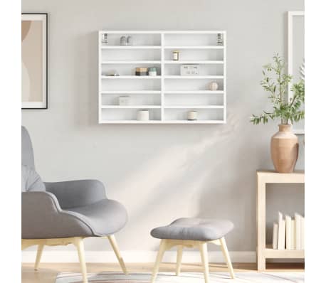 vidaXL Vitrine Cabinet White 80x8.5x58 cm Engineered Wood