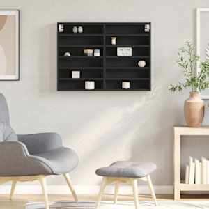 vidaXL Arm&aacute;rio vitrine 80x8,5x58 cm derivados de madeira preto