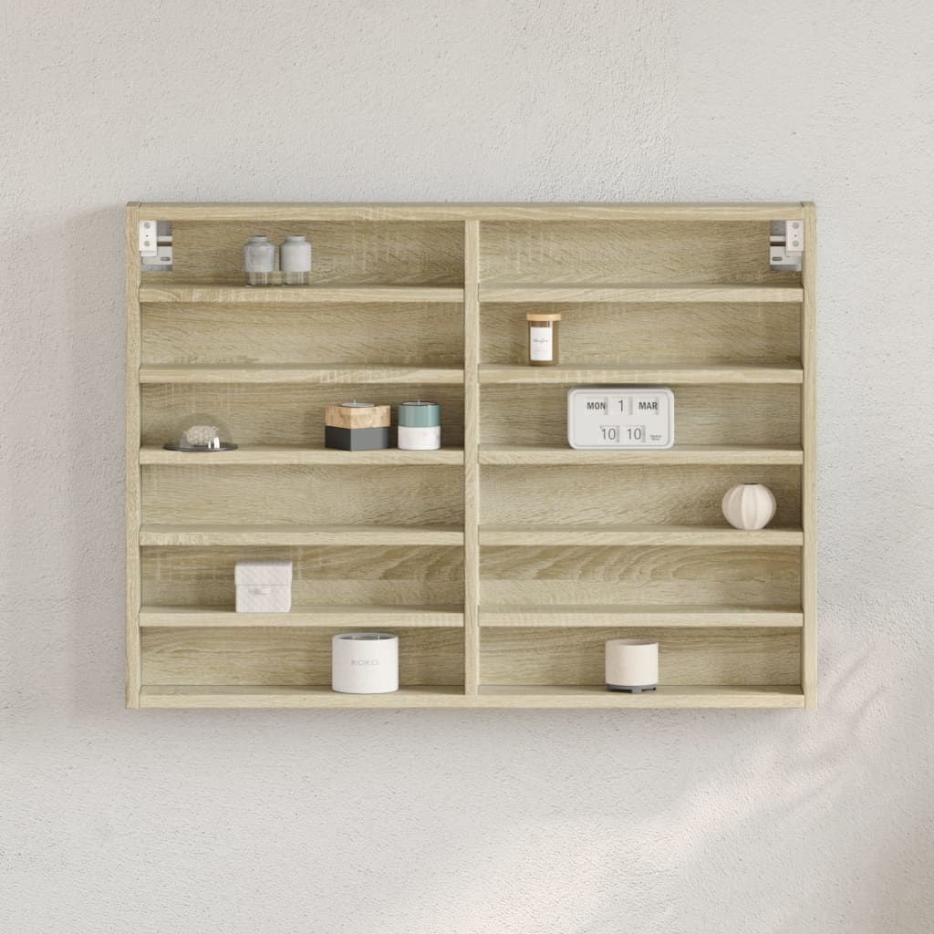 vidaXL Vitrinenschrank Sonoma-Eiche 80x8,5x58 cm Holzwerkstoff