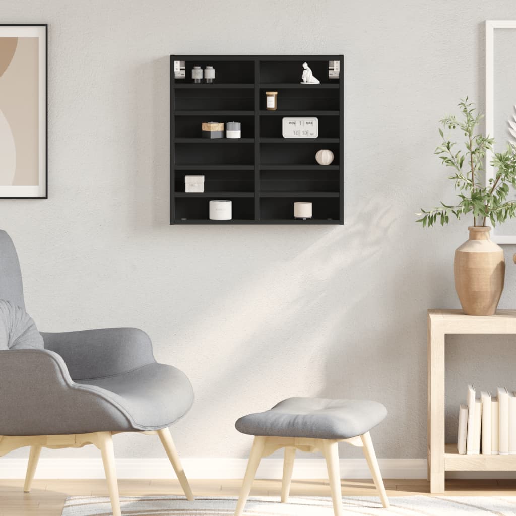 vidaXL Dulap cu vitrină, negru, 60x8,5x58 cm, lemn prelucrat
