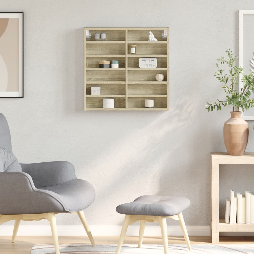 vidaXL Vitrinekast 60x8,5x58 cm bewerkt hout sonoma eikenkleurig afbeelding