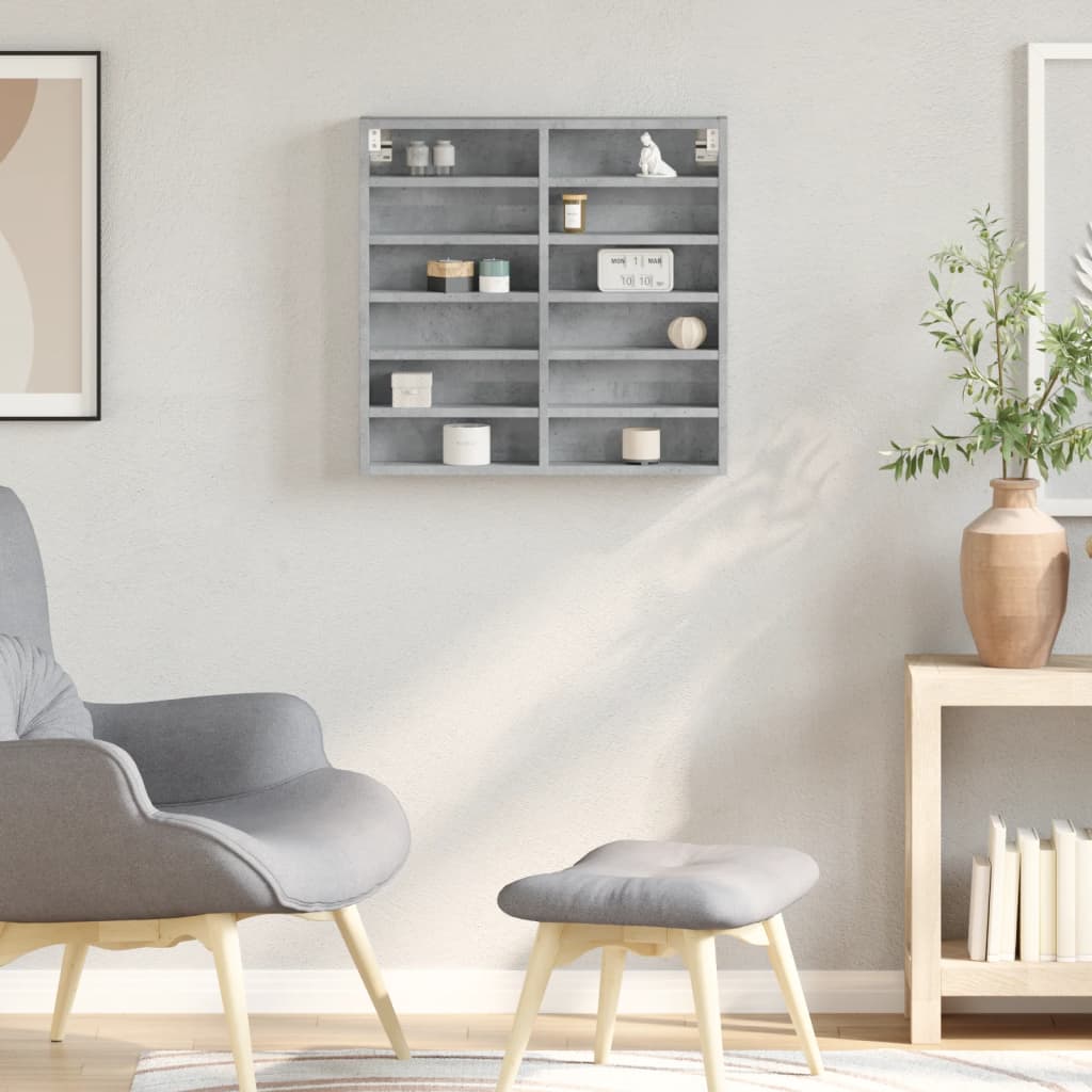 vidaXL Dulap cu vitrină, gri beton, 60x8,5x58 cm, lemn prelucrat