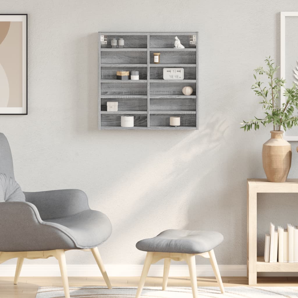 vidaXL Vitrinekast 60x8,5x58 cm bewerkt hout grijs sonoma eikenkleur afbeelding