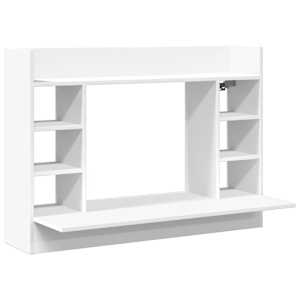 vidaXL seinale kinnitatav kirjutuslaud, valge, 105x48x75 cm, tehispuit
