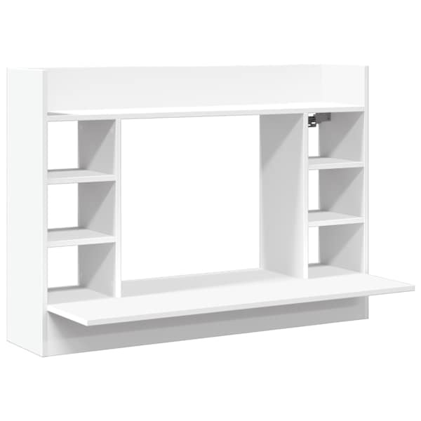 vidaXL seinale kinnitatav kirjutuslaud, valge, 105x48x75 cm, tehispuit