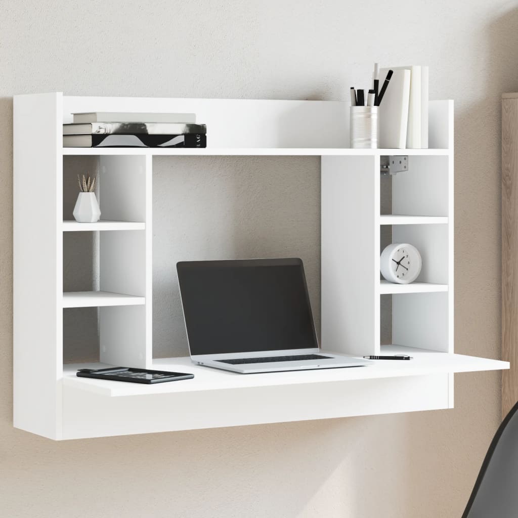 vidaXL Birou montat pe perete, alb, 105x48x75 cm, lemn prelucrat