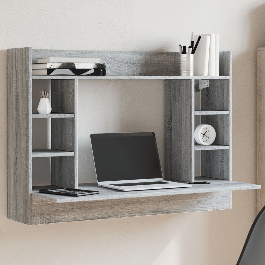 Wand-Schreibtisch Grau Sonoma 105x48x75 cm Holzwerkstoff