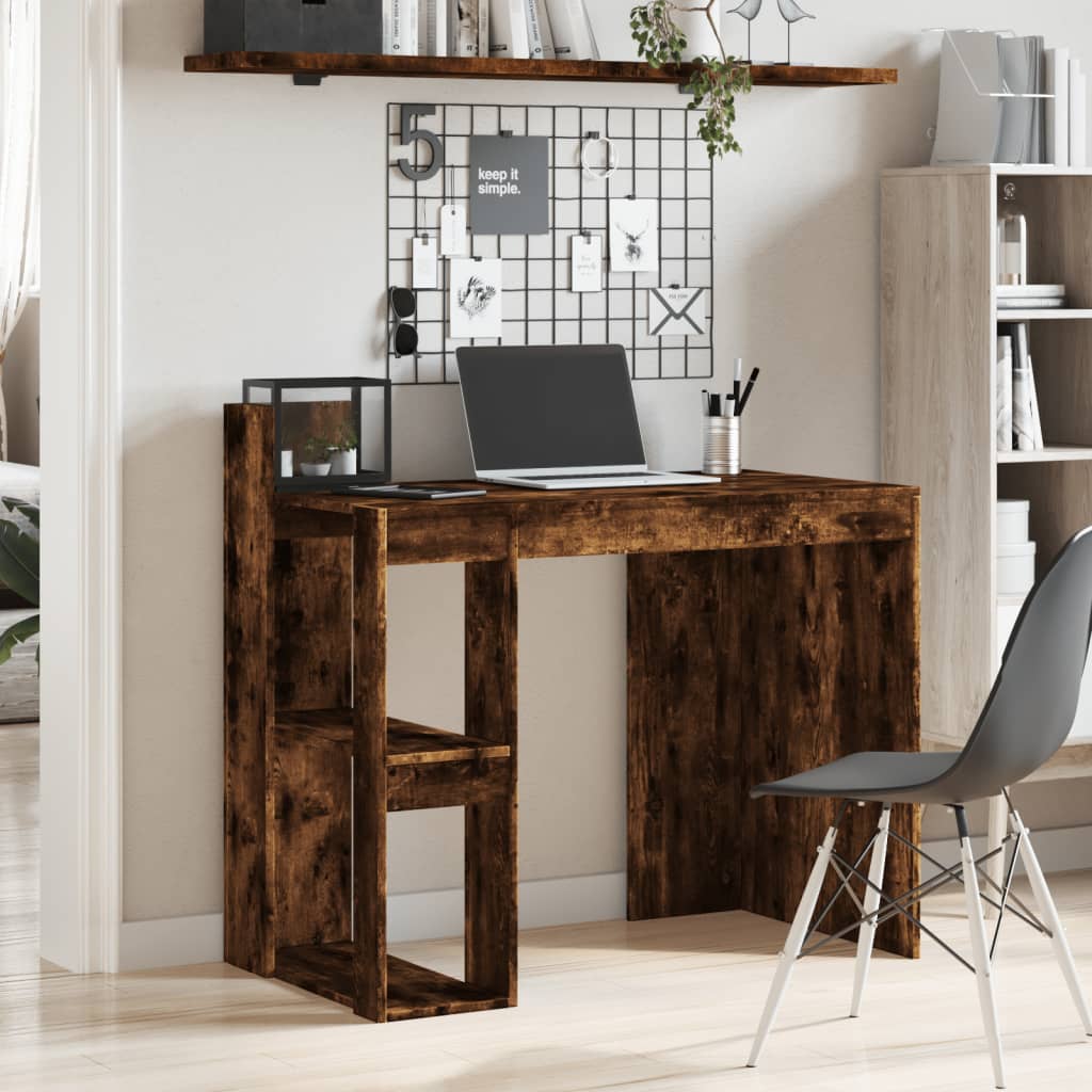 vidaXL Bureau 103,5x56,5x94 cm bewerkt hout gerookt eikenkleurig afbeelding