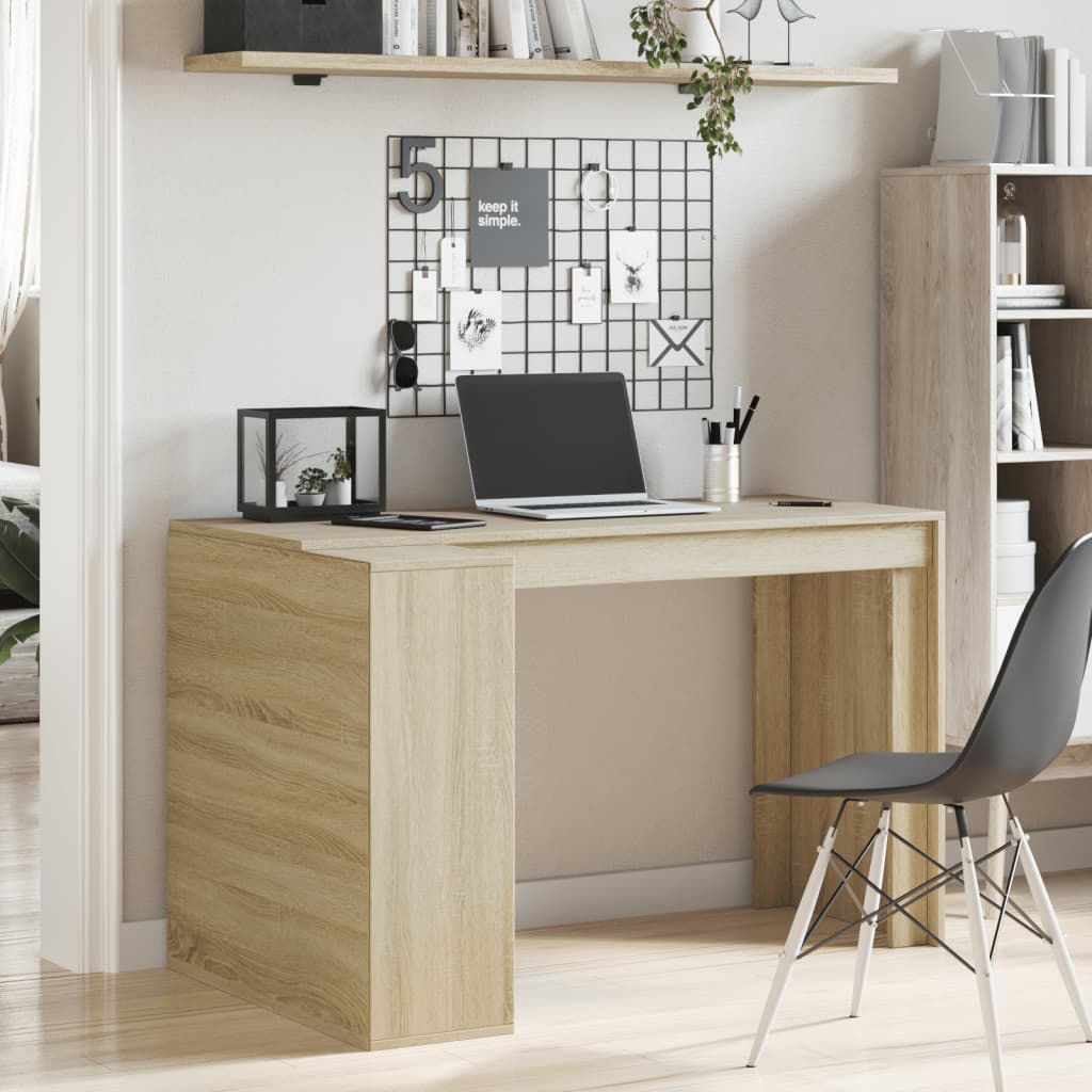 vidaXL Bureau 123,5x73,5x75 cm bewerkt hout sonoma eikenkleurig afbeelding