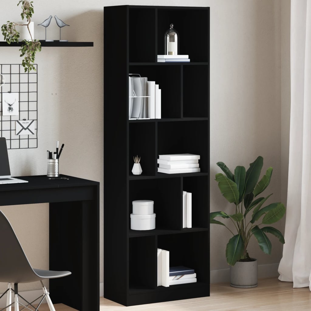 vidaXL Bibliotecă, negru, 57x28,5x174 cm, lemn prelucrat