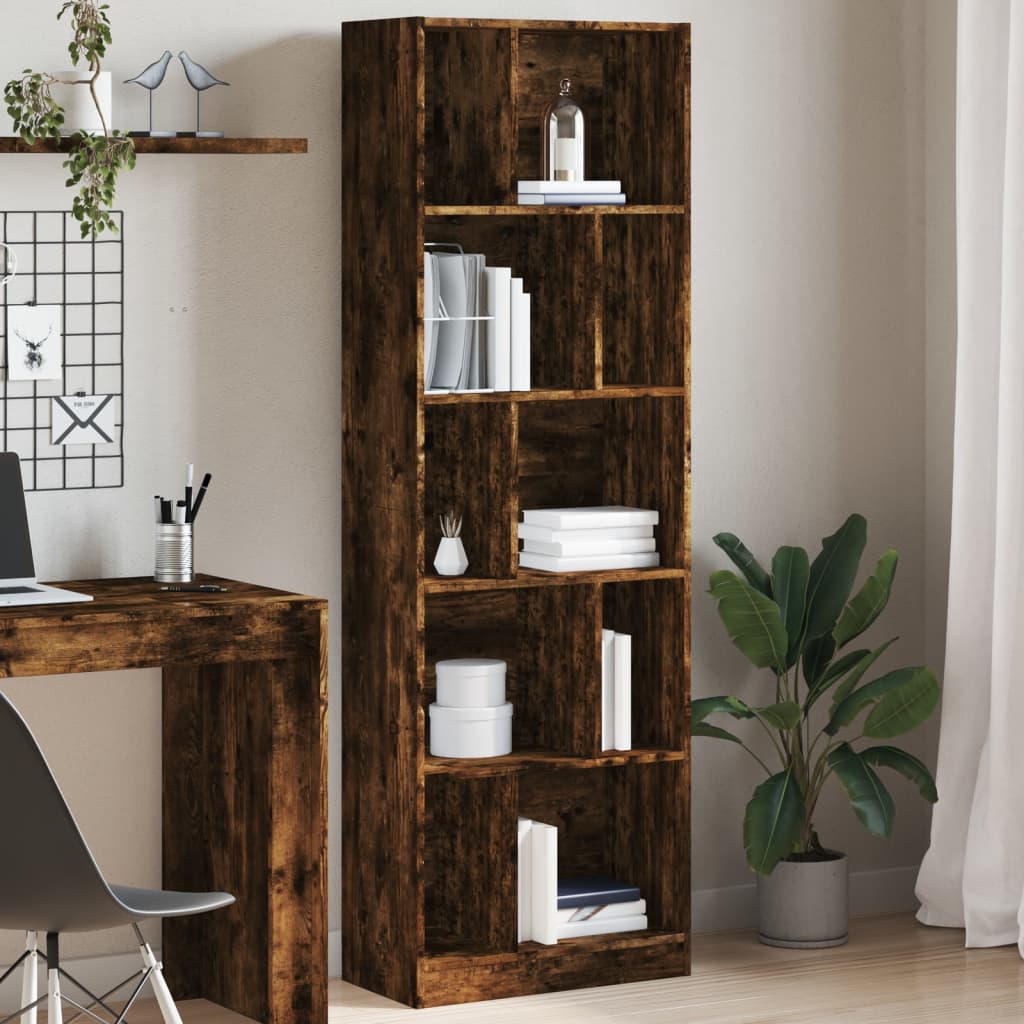 vidaXL Bücherregal Räuchereiche 57x28,5x174 cm Holzwerkstoff