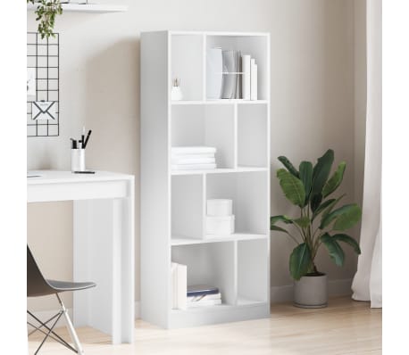 vidaXL Bookcase White Engineered Wood 22.4x11.2x55.5 in Bookcase