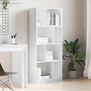 vidaXL Bookcase White Engineered Wood 22.4x11.2x55.5 in Bookcase