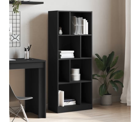 vidaXL Bookcase Black Engineered wood 22.4 x 11.2 x 55.5 in Bookcase
