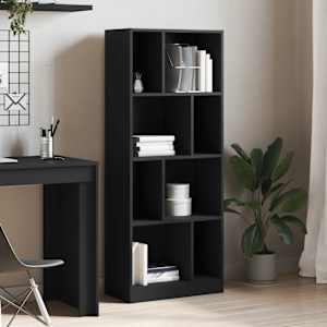 vidaXL Bookcase Black Engineered wood 22.4 x 11.2 x 55.5 in Bookcase