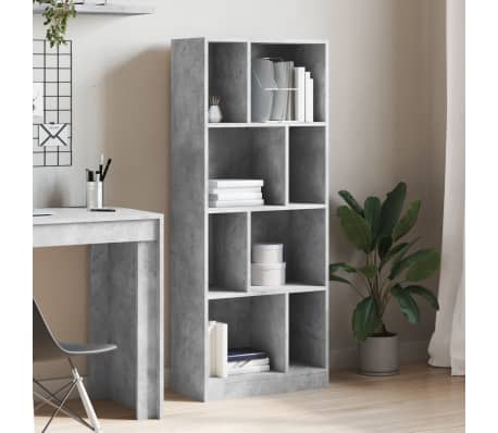 vidaXL Libreria Grigio Cemento 57x28,5x141 cm in Legno Multistrato