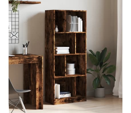 vidaXL Bookcase Smoked Oak 57x28.5x141 cm Engineered Wood