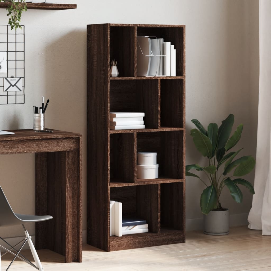 vidaXL Boekenkast 57x28,5x141 cm bewerkt hout bruin eikenkleurig afbeelding