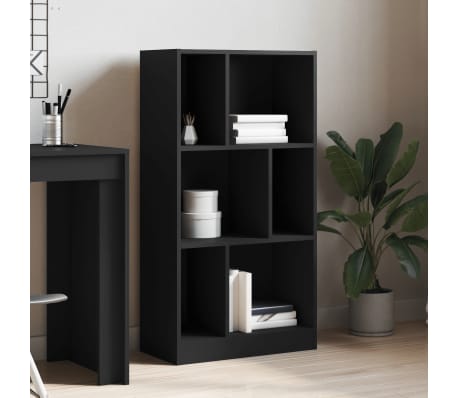 vidaXL Bookcase Black Engineered wood Medium Bookcase Rectangular