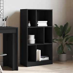 vidaXL Bookcase Black Engineered wood Medium Bookcase Rectangular