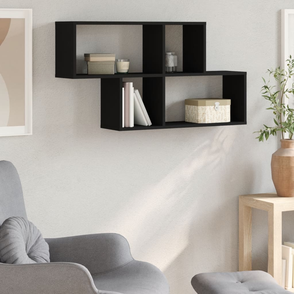 vidaXL Wandschap 100x20x53 cm bewerkt hout zwart afbeelding