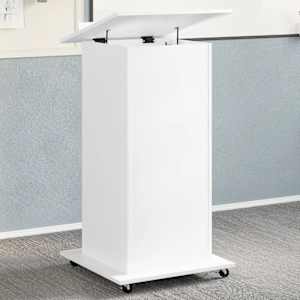 Lektorat s kolesi in predalom bel 55x55x107 cm inženirski les