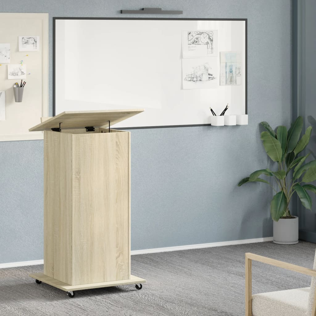 vidaXL Lessenaar met wielen en lade 55x55x107 cm hout sonoma eiken afbeelding