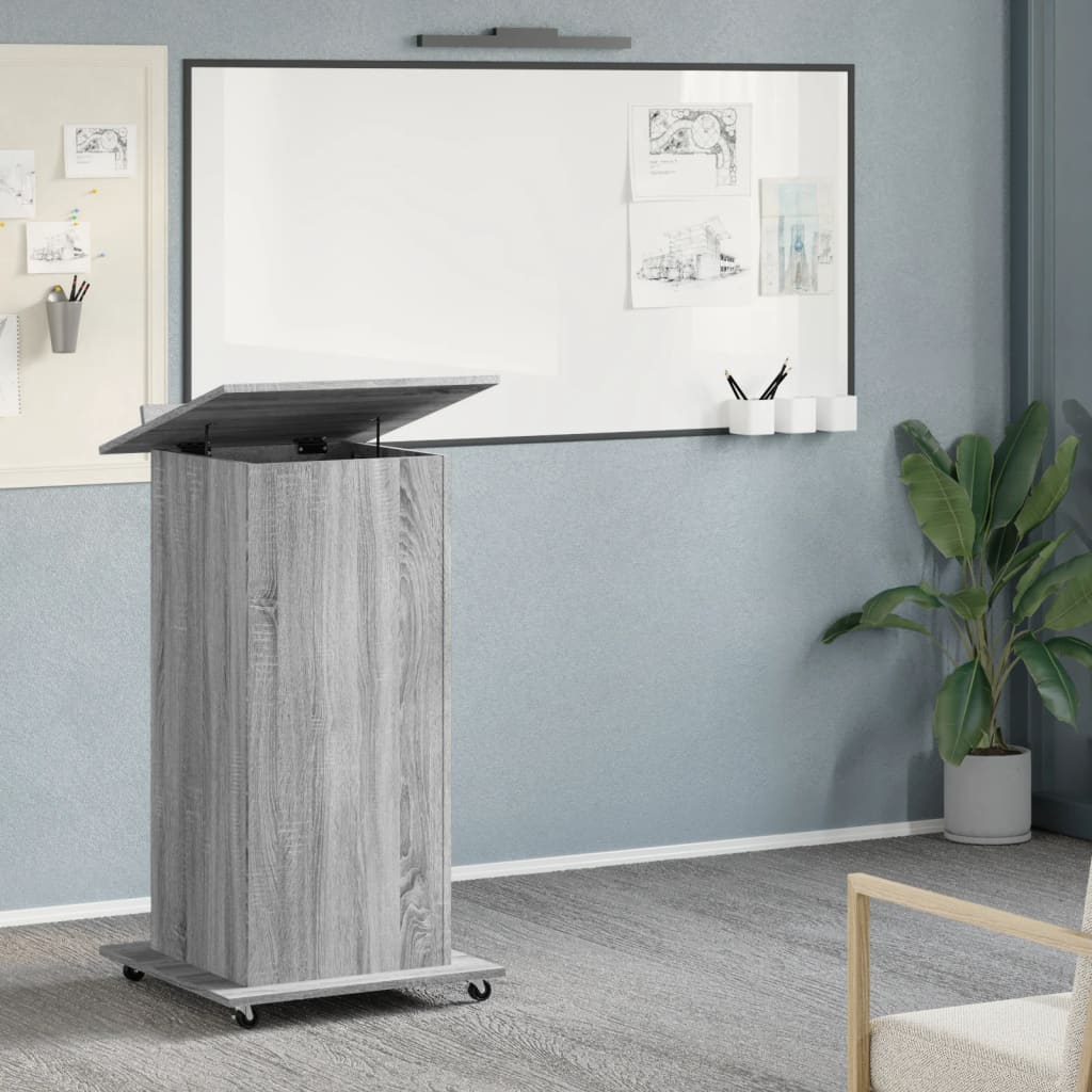 vidaXL Pupitru cu roți și sertar sonoma gri 55x55x107cm lemn prelucrat