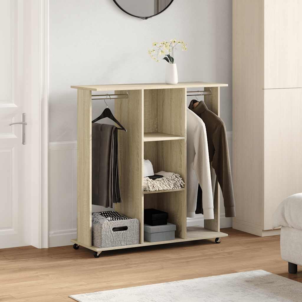 vidaXL Kledingkast met wielen 102x38x110 cm bewerkt hout sonoma eiken afbeelding