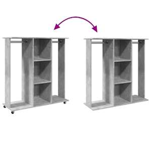 Šatní skříň na kolečkách betonově šedá 102x38x110 cm kompozit - obrázek 7