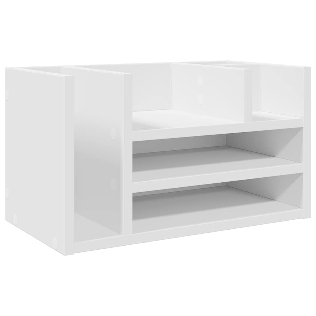 vidaXL Stolní organizér bílý 44,5 x 24 x 25 cm kompozitní dřevo