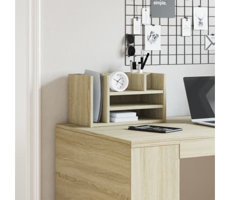 Organizador De Escritorio De Madera De Roble Ahumado - 42x21.5x42 Cm, Con Múltiples Niveles, Capacidad 15 Kg