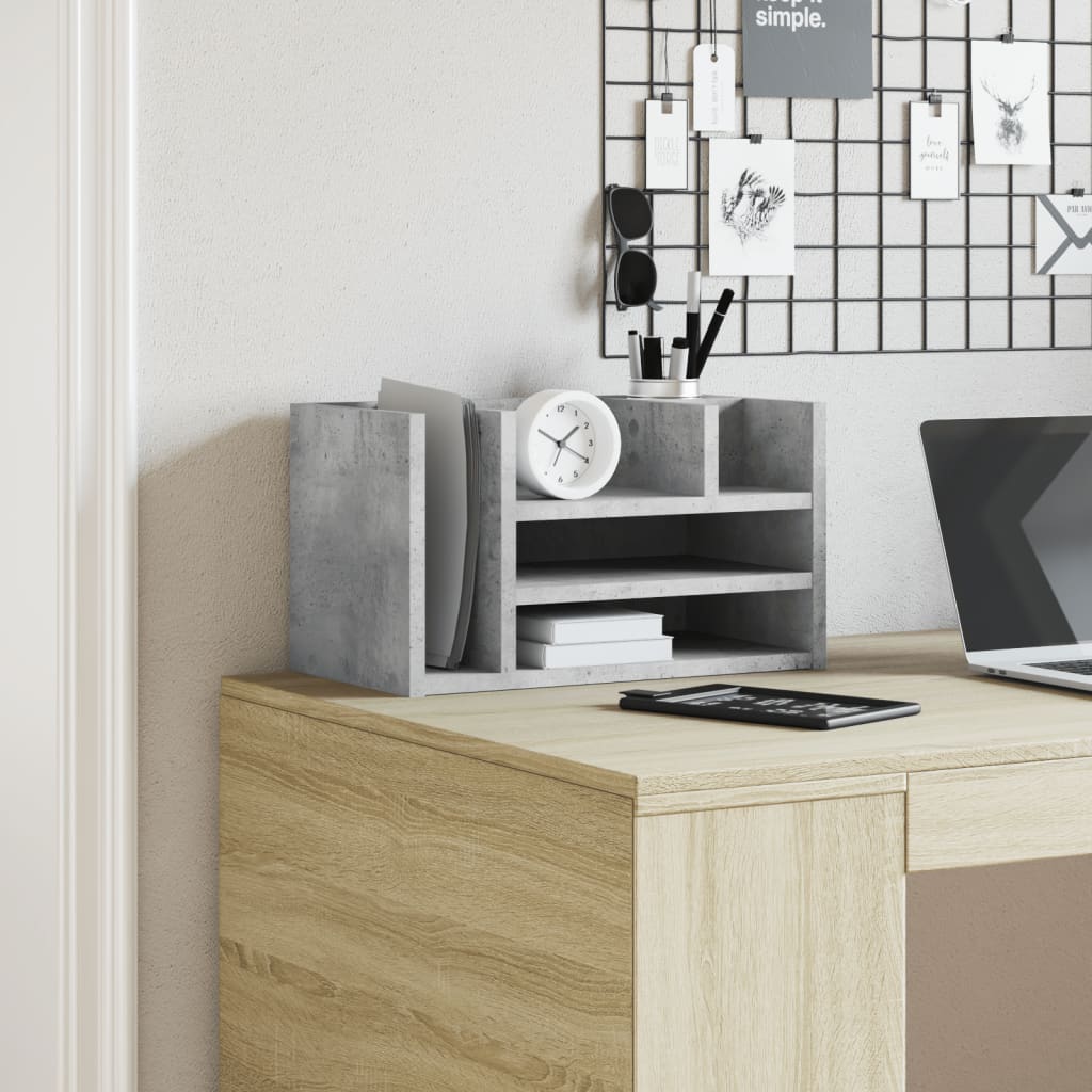 vidaXL Bureau organiser 44,5x24x25 cm bewerkt hout betongrijs afbeelding