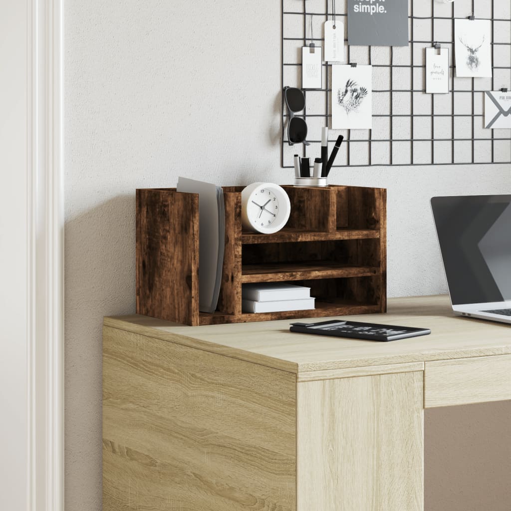 vidaXL Bureau organiser 44,5x24x25 cm bewerkt hout gerookt eikenkleur afbeelding