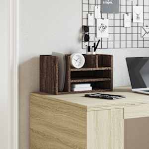Stolní organizér hnědý dub 44,5 x 24 x 25 cm kompozitní dřevo - obrázek 3