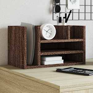 Stolní organizér hnědý dub 44,5 x 24 x 25 cm kompozitní dřevo - obrázek 1