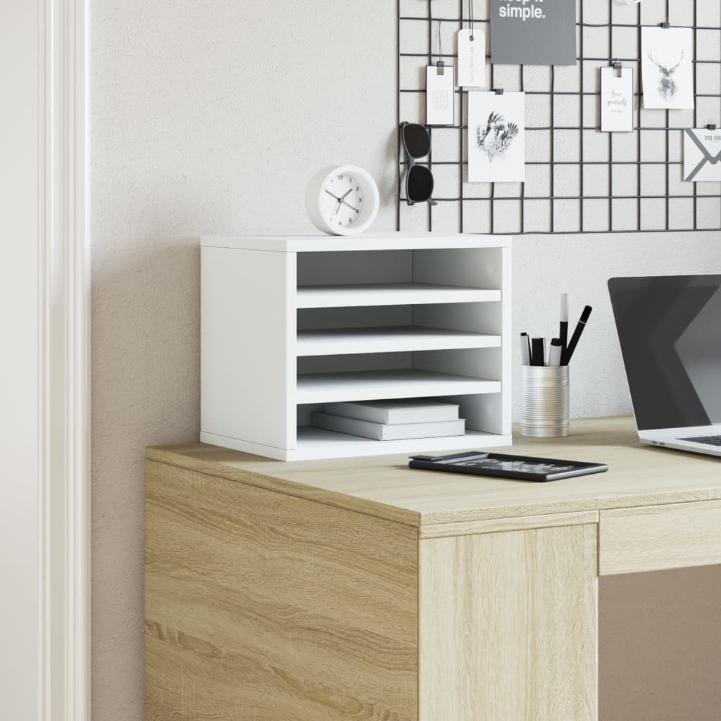 vidaXL Bureau organiser 36x26x29,5 cm bewerkt hout wit afbeelding