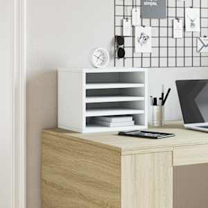 Stolní organizér bílý 36 x 26 x 29,5 cm kompozitní dřevo - obrázek 3