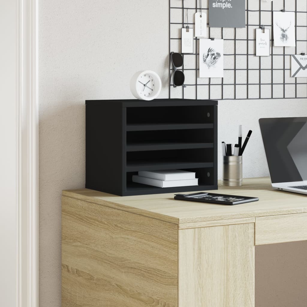 vidaXL Bureau organiser 36x26x29,5 cm bewerkt hout zwart afbeelding