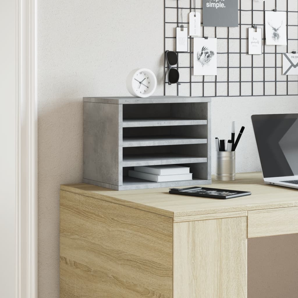 vidaXL Bureau organiser 36x26x29,5 cm bewerkt hout betongrijs grijs, foto 2