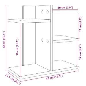 Stolní organizér hnědý dub 42 x 21,5 x 42 cm kompozitní dřevo - obrázek 9